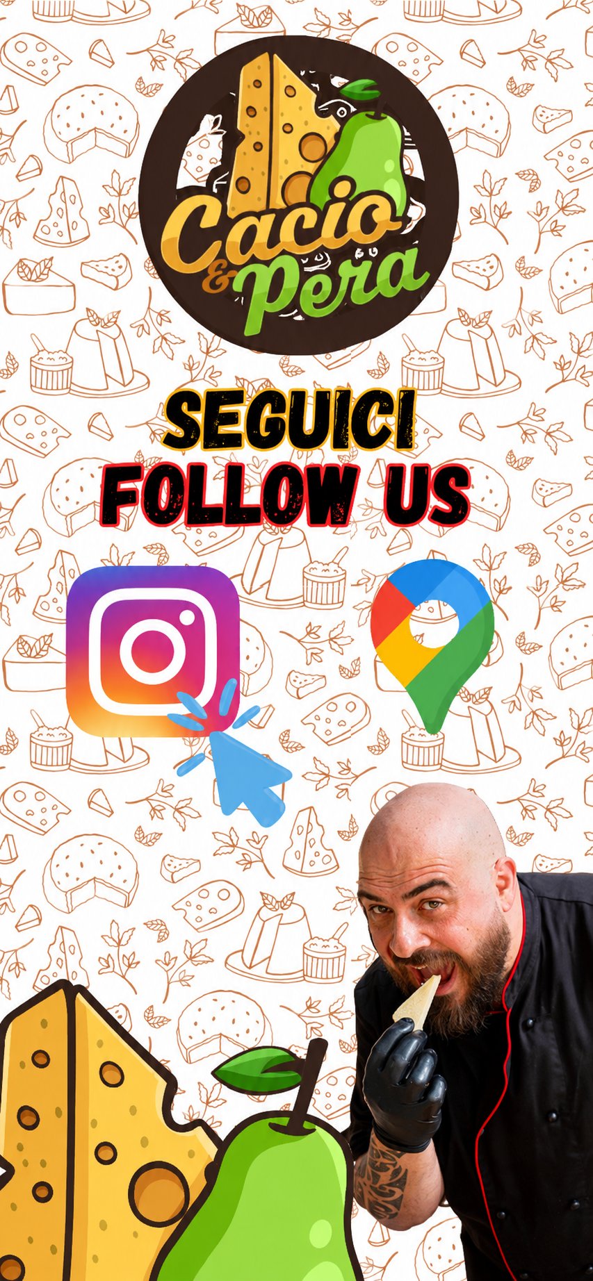 Cacio&Pera: seguici su Instagram o trovaci su Google Maps.